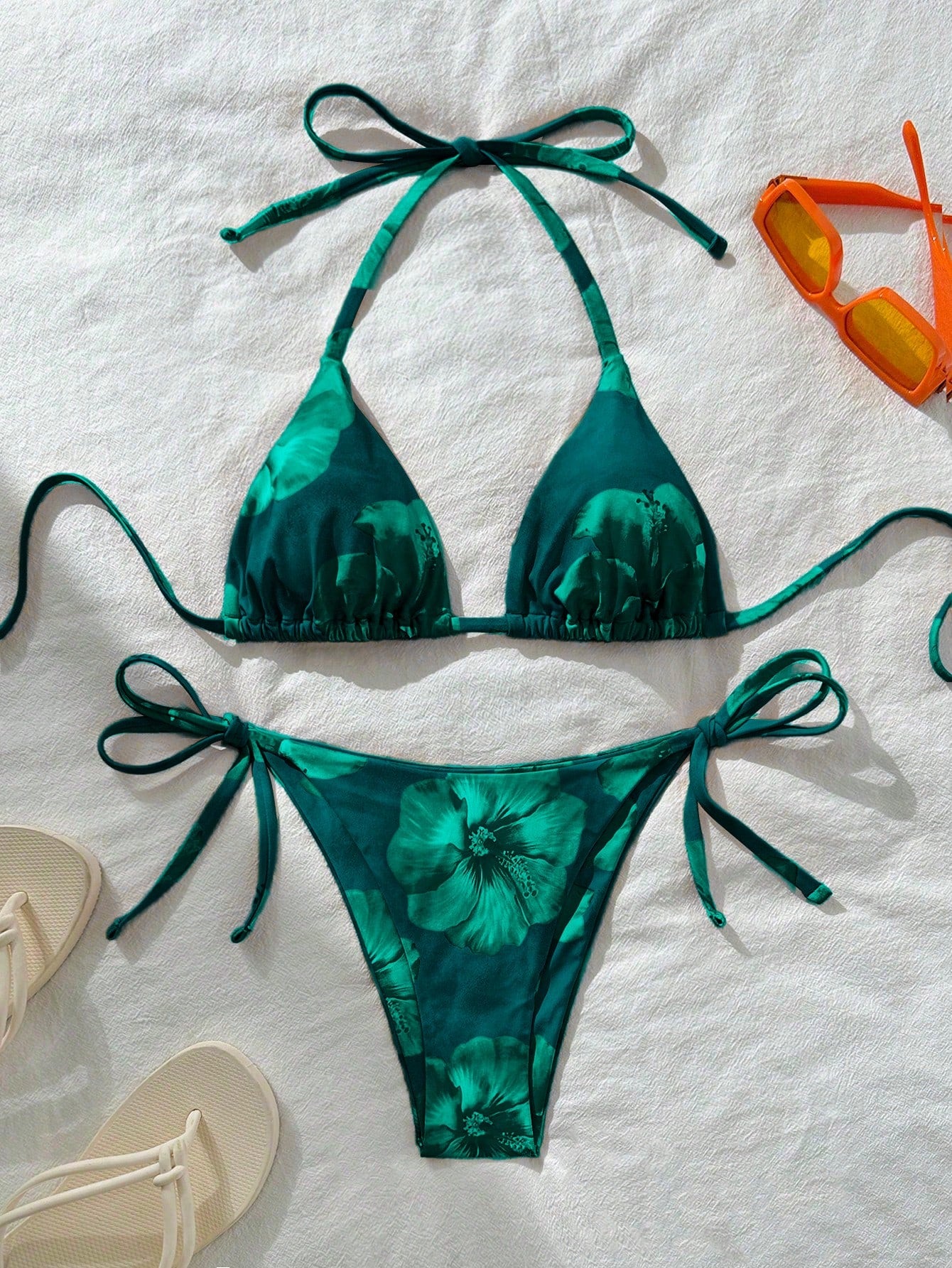 Swim Vcay Women's Random Print Halter Neck Tied Bikini Set, Summer