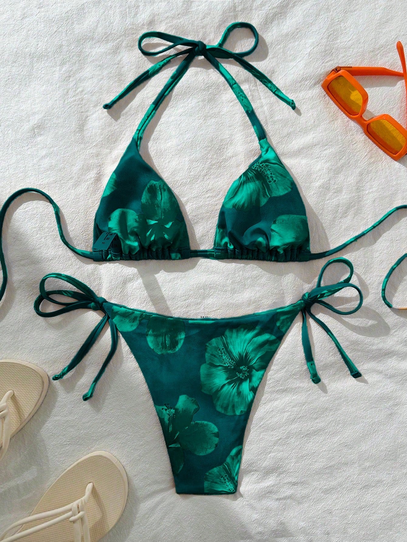 Swim Vcay Women's Random Print Halter Neck Tied Bikini Set, Summer