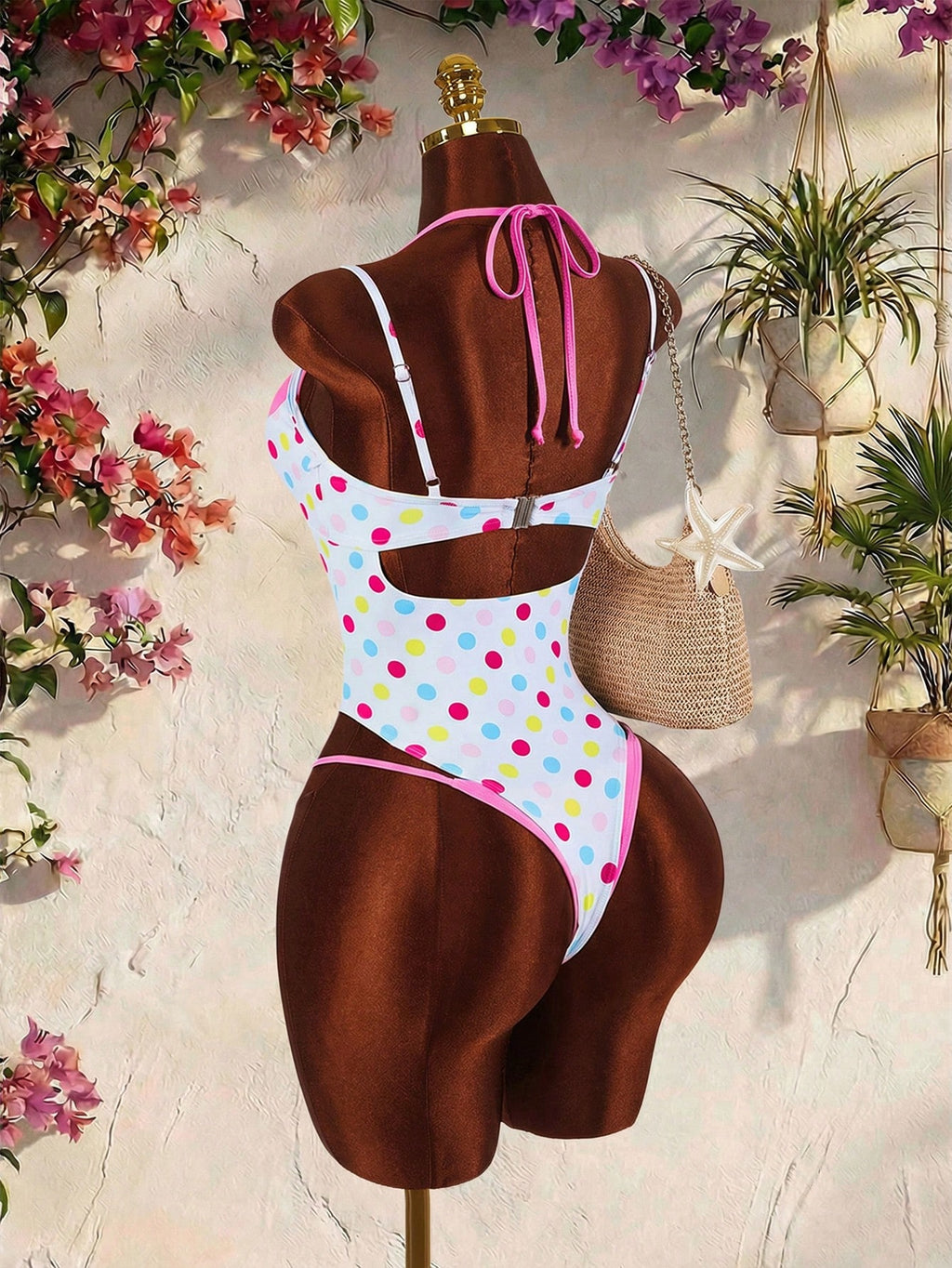 Amplova 1pc Women's Sexy Avant-Garde 2 In 1 Swimsuit, Contrasting Fuchsia And Yellow, Suitable For Beach - image 20