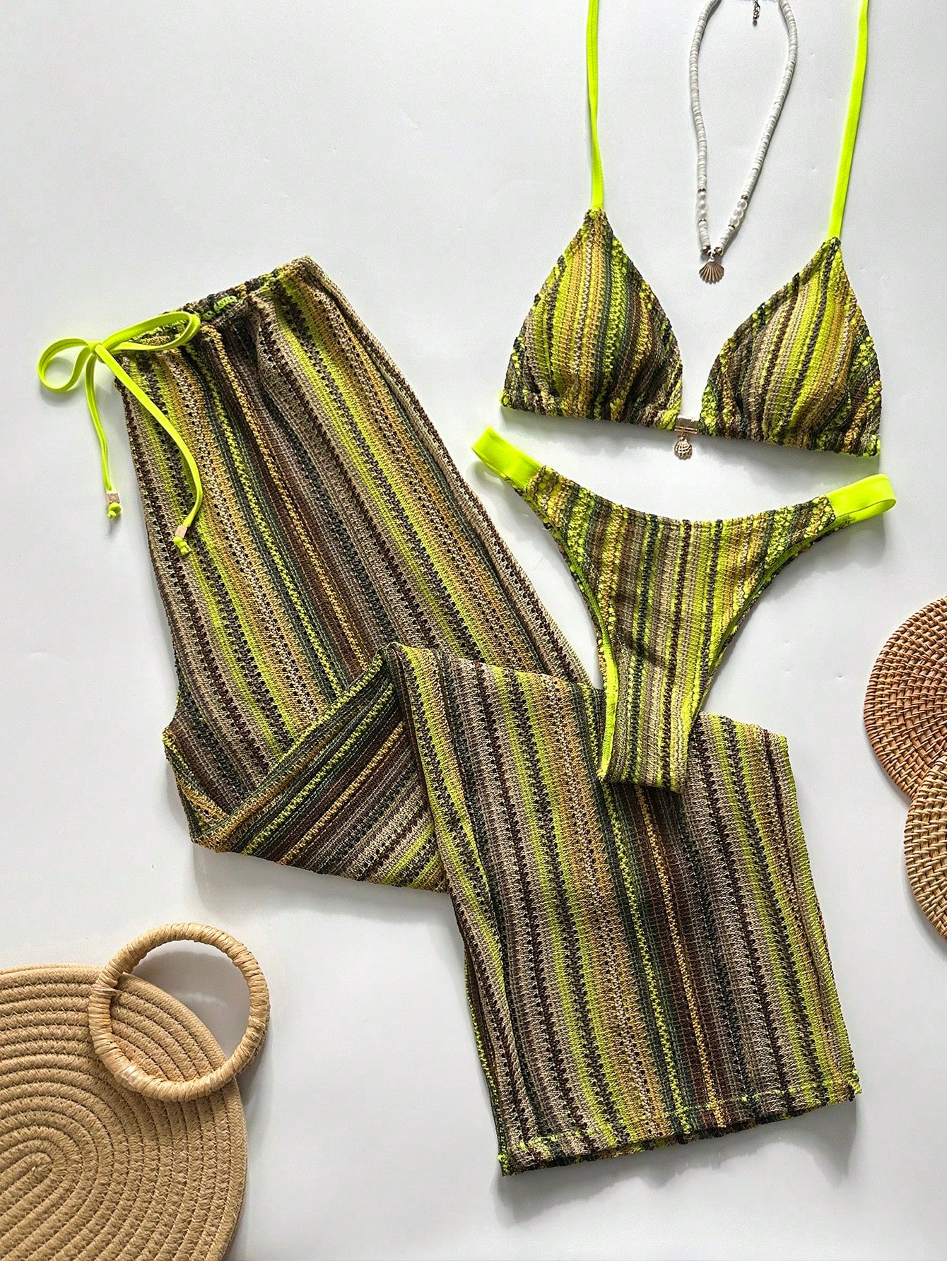 Swim Chicsea 26SS Spring/Summer Vacation Beach BOHO Braided Brown-Red