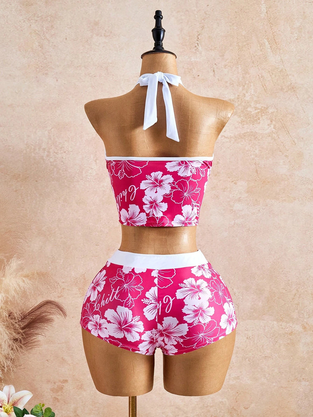 Bellisia Women Pink Floral Print Colorblock 2-Piece Set,Boho Summer