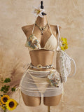 Bellisia New Spring/Summer 3 PiecesBikini Set With Floral Print,