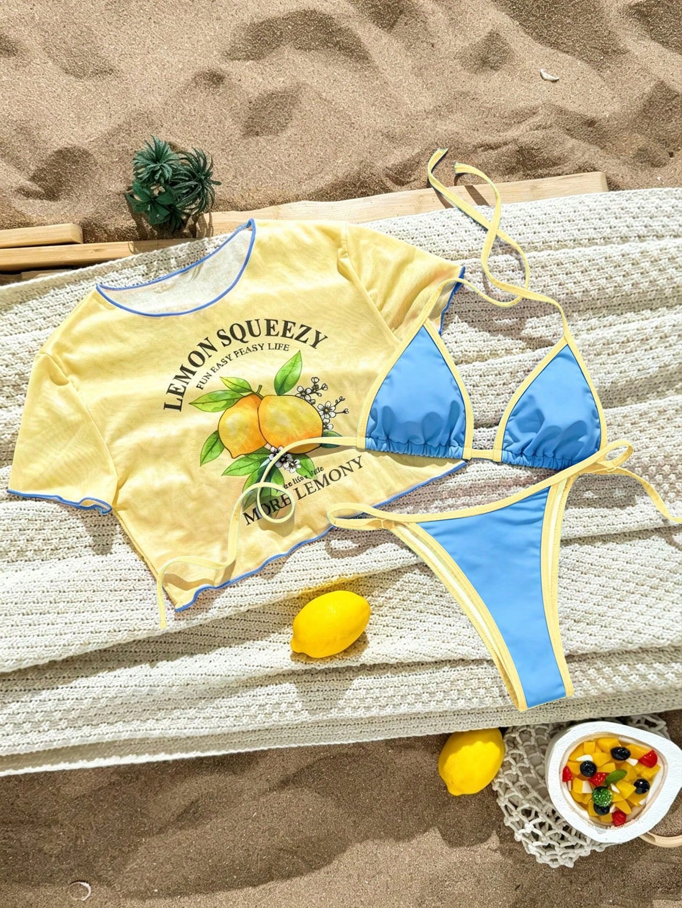 Swim Vcay 2026 New Women's Printed Triangle Bikini Top With Mesh
