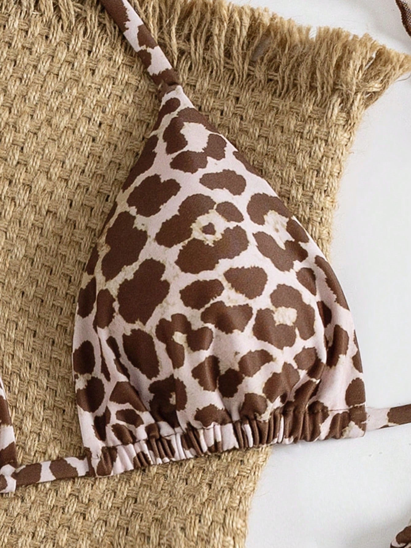 4pcs Women's Leopard Print Bikini Set With Chiffon Cover-Up And Headscarf
