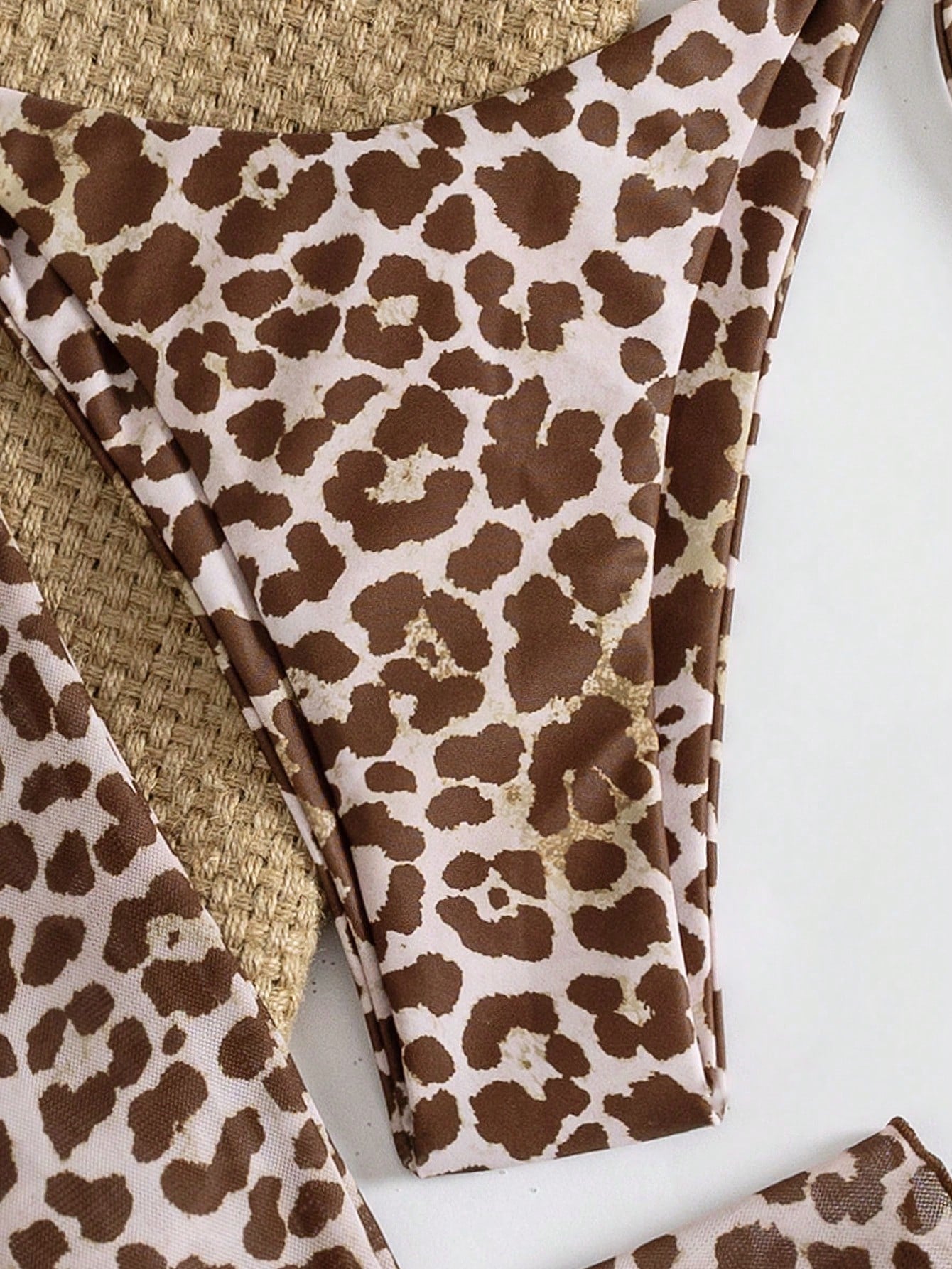 4pcs Women's Leopard Print Bikini Set With Chiffon Cover-Up And Headscarf