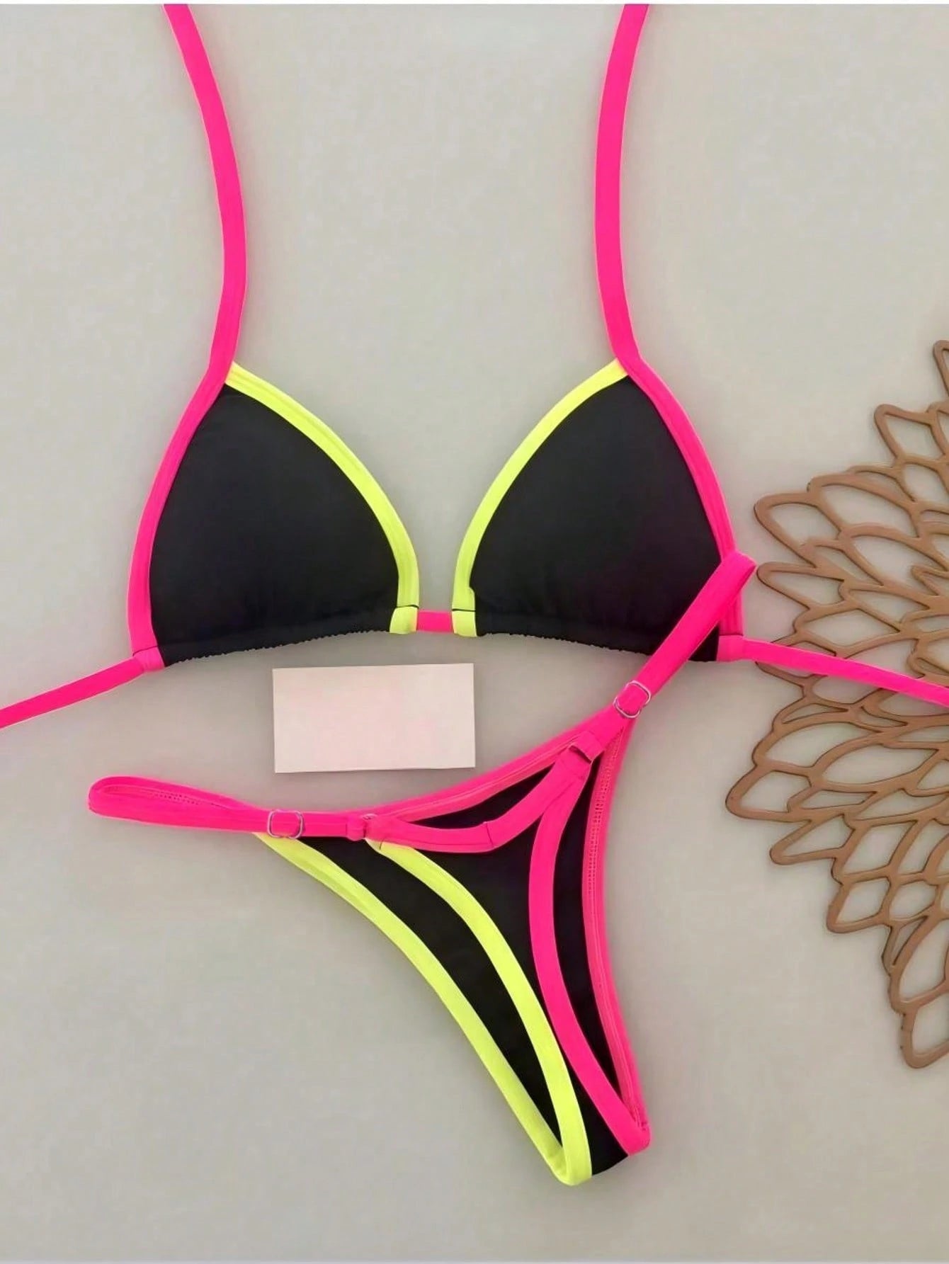 2pcs Casual Elegant Sexy Bohemian Floral Tie-Dye Trim Bikini