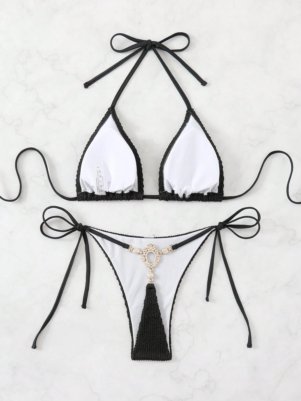 Swim Basics Women's Summer Beach Halter Tie Sexy Bikini And Triangle Briefs Swimwear Set