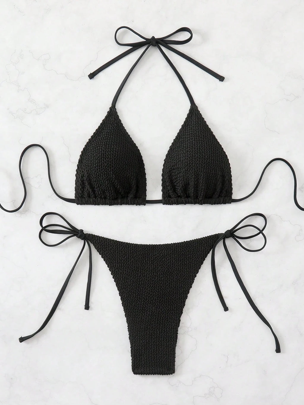 Swim Basics Women's Summer Beach Halter Tie Sexy Bikini And Triangle Briefs Swim