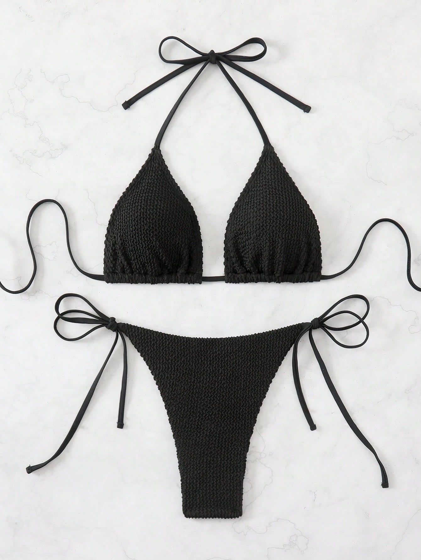Swim Basics Women's Summer Beach Halter Tie Sexy Bikini And Triangle Briefs Swim