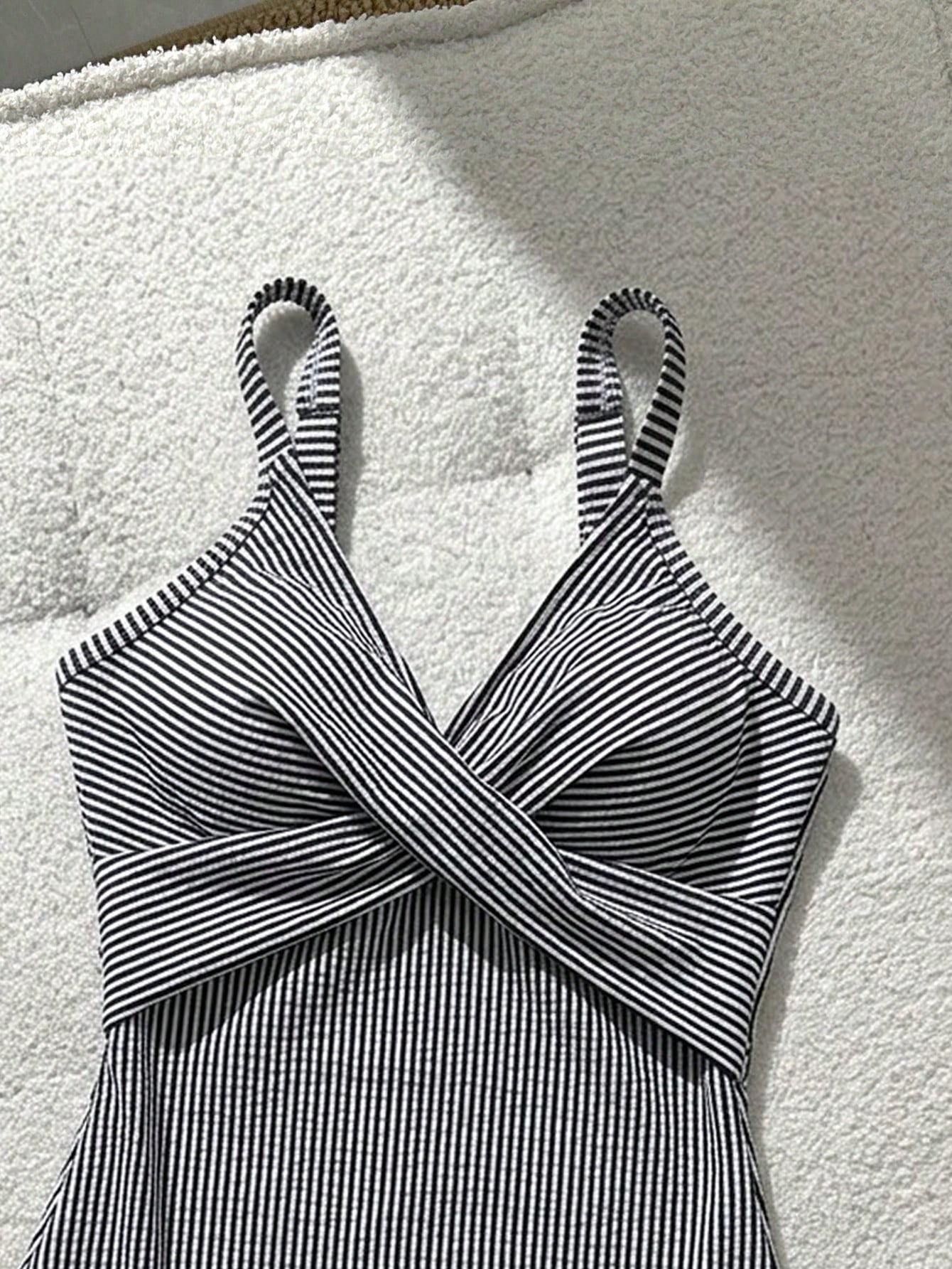 Swim Lushoire 1pc Striped Special Fabric Crisscross Front One-Piece Swimsuit Summer - image 20