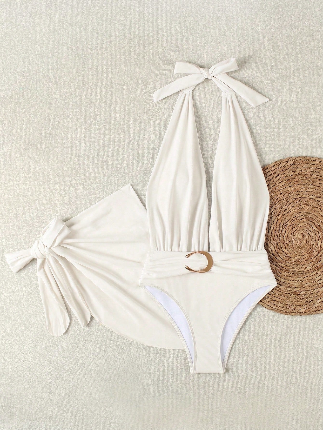 2026 Spring/Summer New Women's Milk White Spaghetti Strap Deep V-Neck