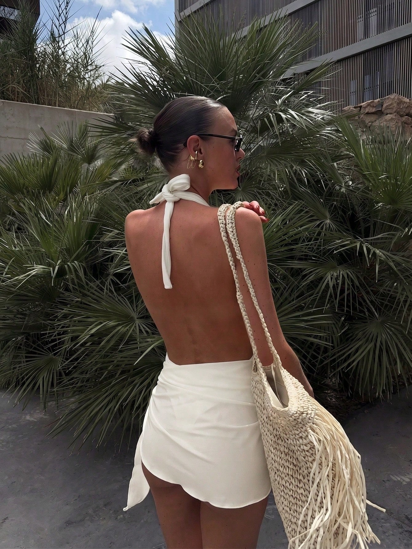 2026 Spring/Summer New Women's Milk White Spaghetti Strap Deep V-Neck