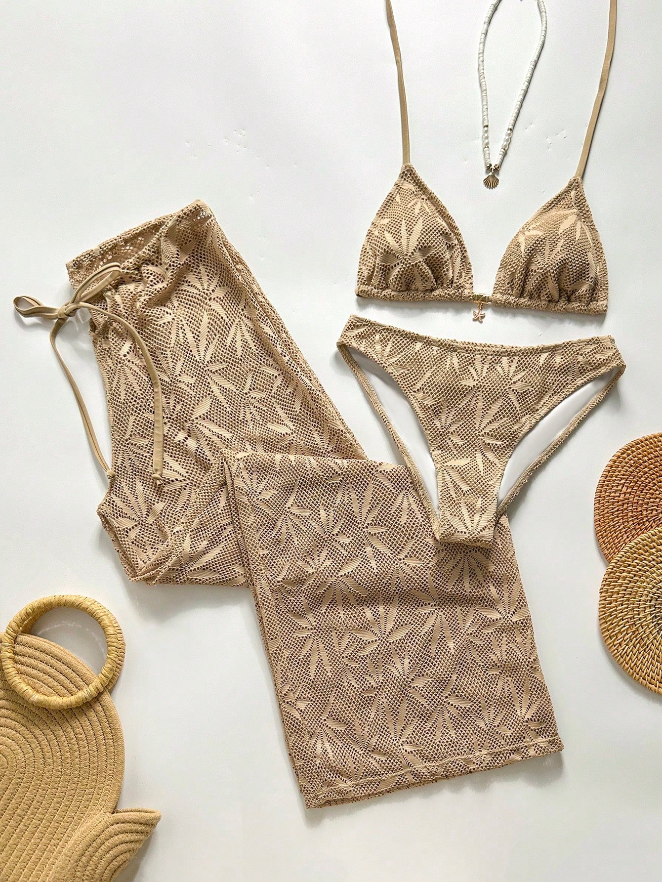 Swim Chicsea 26SS Spring/Summer Vacation Beach BOHO Braided Brown-Red
