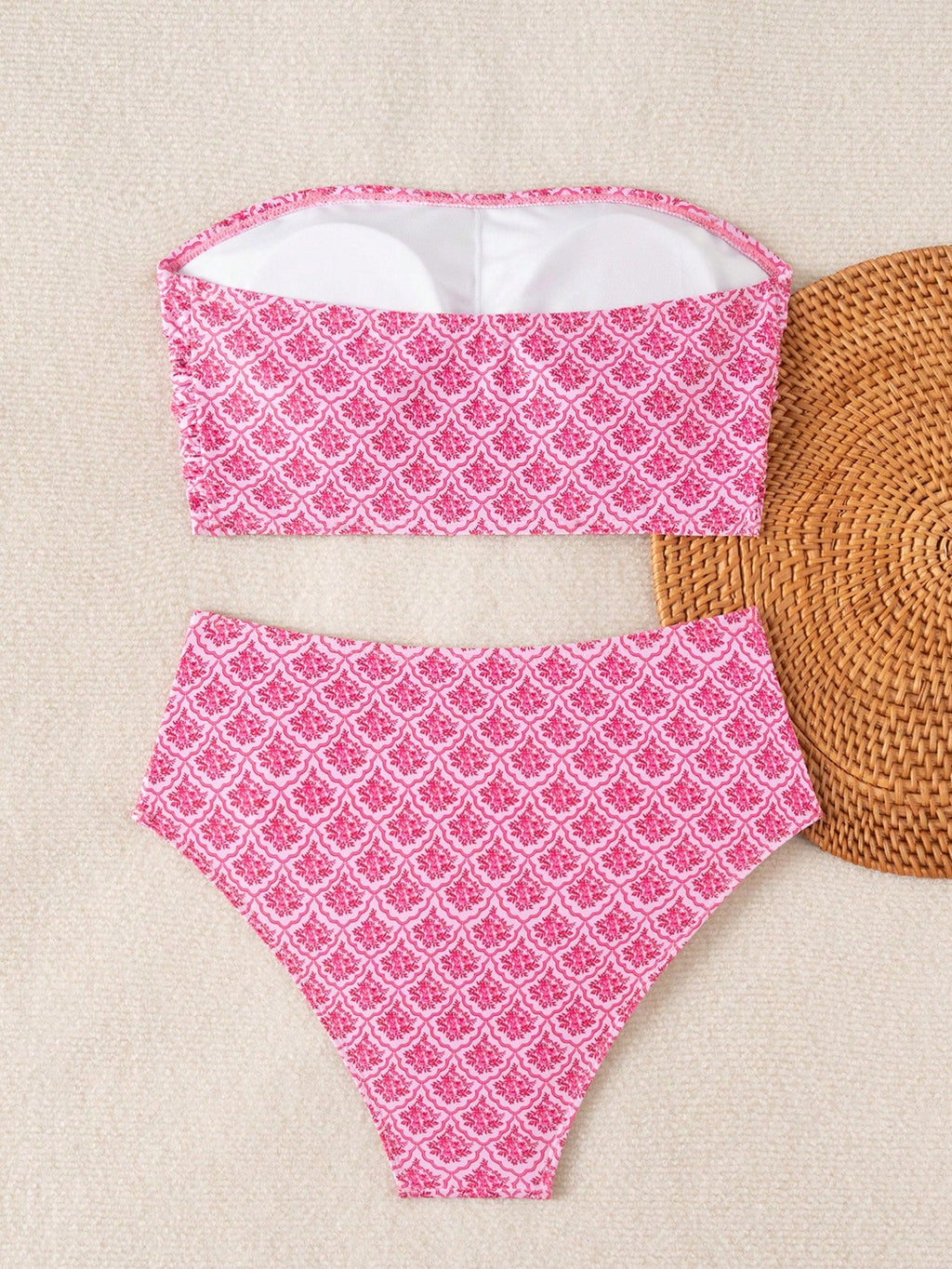 Swim Chiccia Women's Solid Color Bandeau Ruched Bikini Set