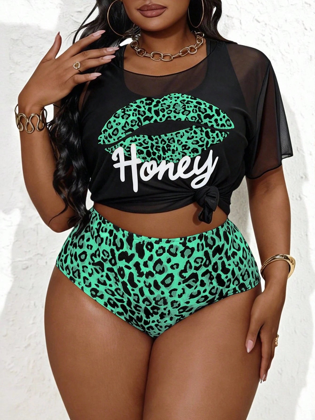 Slaydiva Plus Size Women 3pcs Set White Print Hoodie Top Camisole Bikini Swimwear Set Beach Summer Sexy - image 5