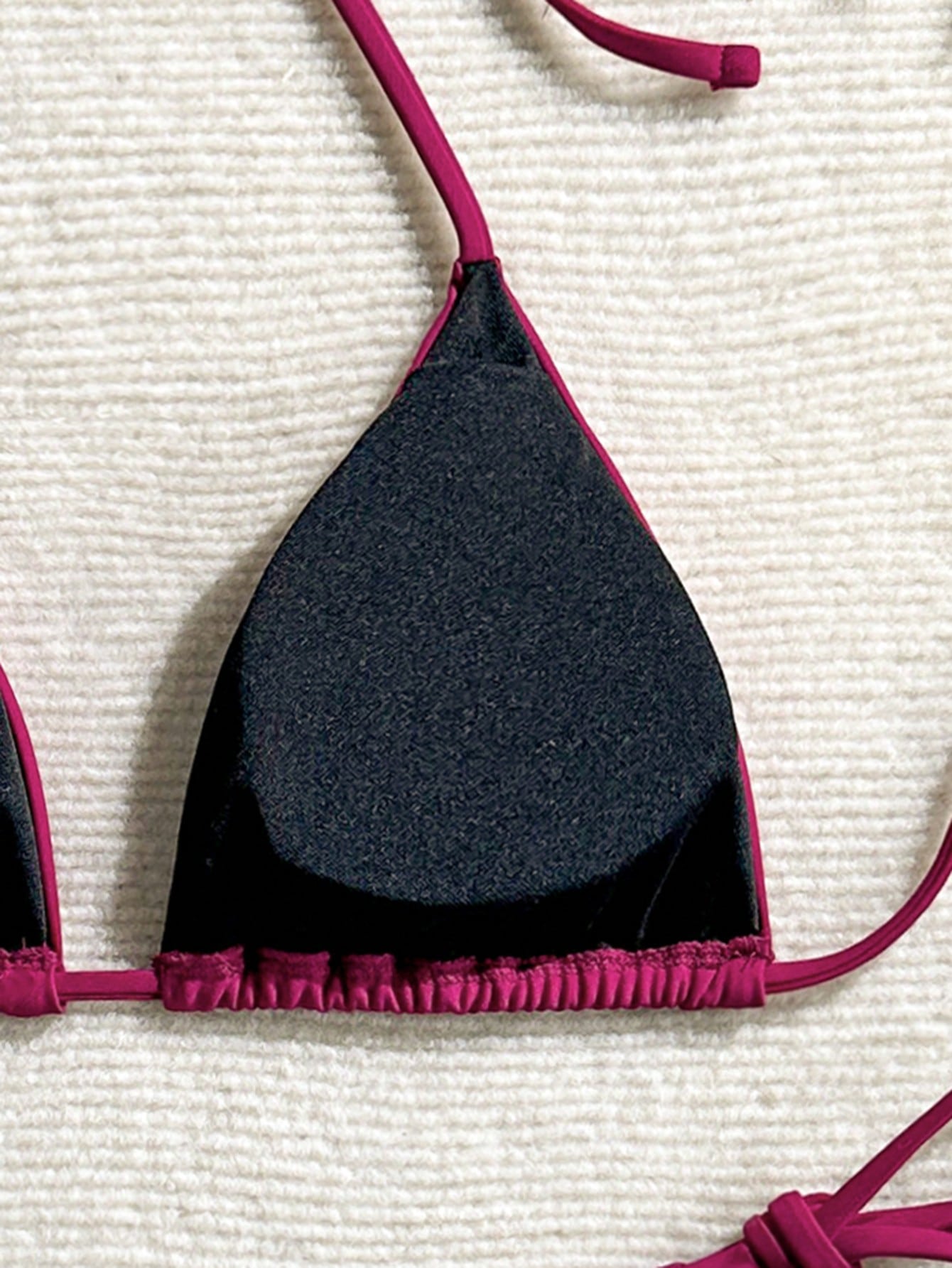 Summer Black Rhinestone Decor Bikini 2 Pieces Set, Fitted