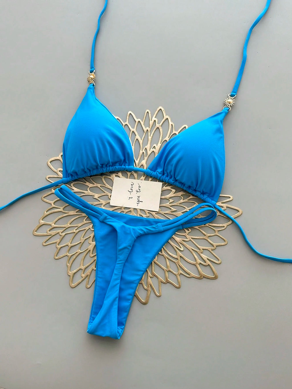 2pcs Casual Elegant Sexy Bohemian Floral Tie-Dye Trim Bikini Swimwear, Suitable