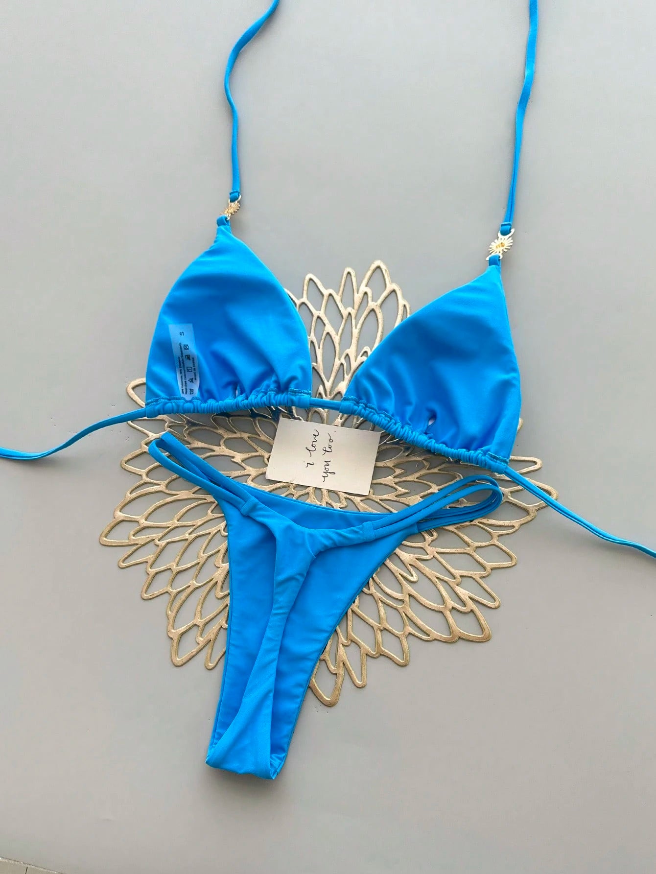 2pcs Casual Elegant Sexy Bohemian Floral Tie-Dye Trim Bikini Swimwear, Suitable