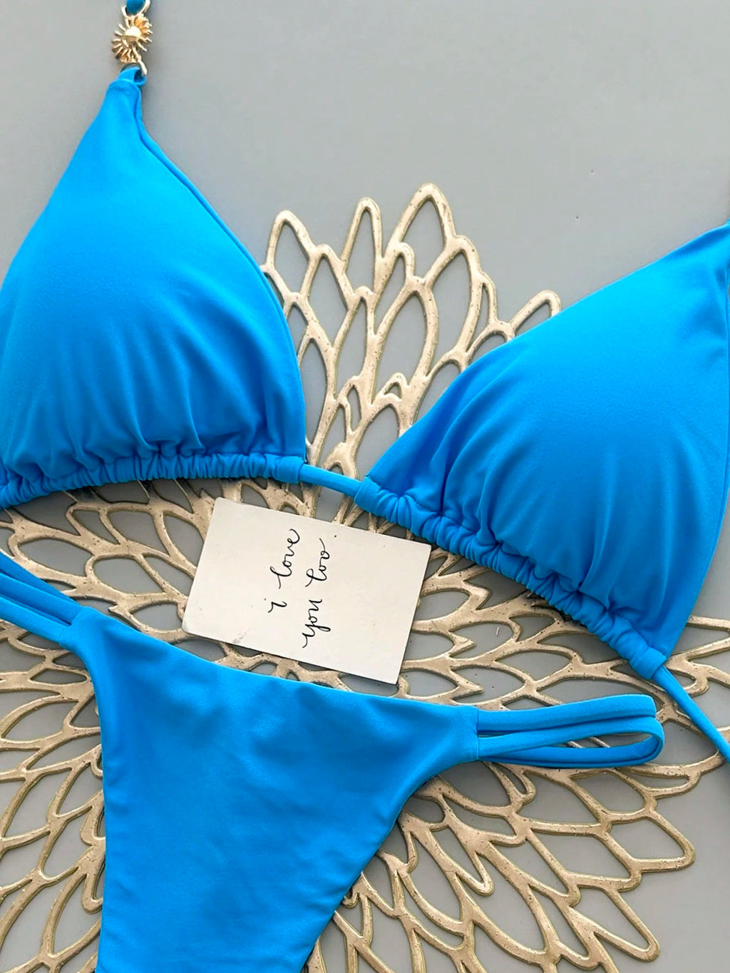 2pcs Casual Elegant Sexy Bohemian Floral Tie-Dye Trim Bikini Swimwear, Suitable
