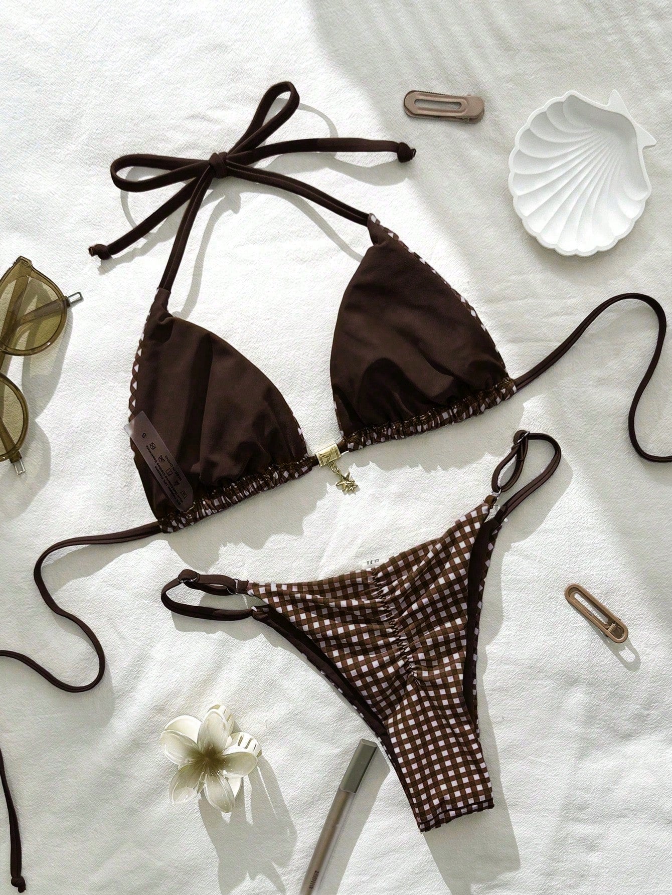 Elavelle Springbreak Women Beach Outfit, Random Print Spaghetti Strap
