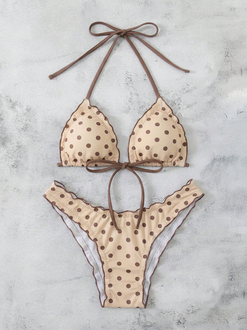 Swim Mod Women's Summer Polka Dot Print Camisole Tie Bow Bikini Two Pieces Swimwear Beach Holiday Vacation - image 5