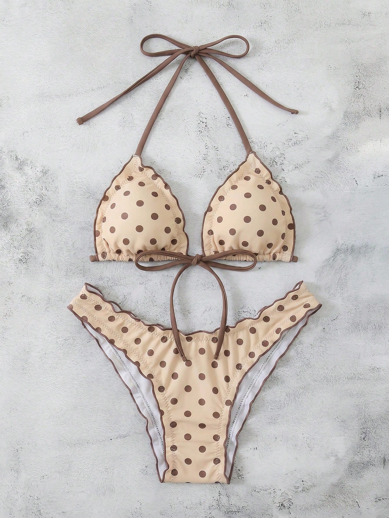 Swim Mod Women's Summer Polka Dot Print Camisole Tie Bow Bikini Two Pieces Swimwear Beach Holiday Vacation - image 5