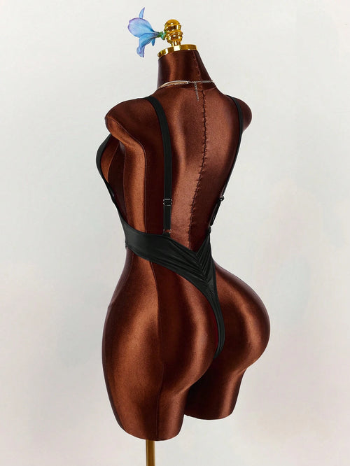 Amplova Women's Deep V-Neck Sexy One-Piece Backless Swimsuit, High Cut Ultra Sexy Swimwear With Thong