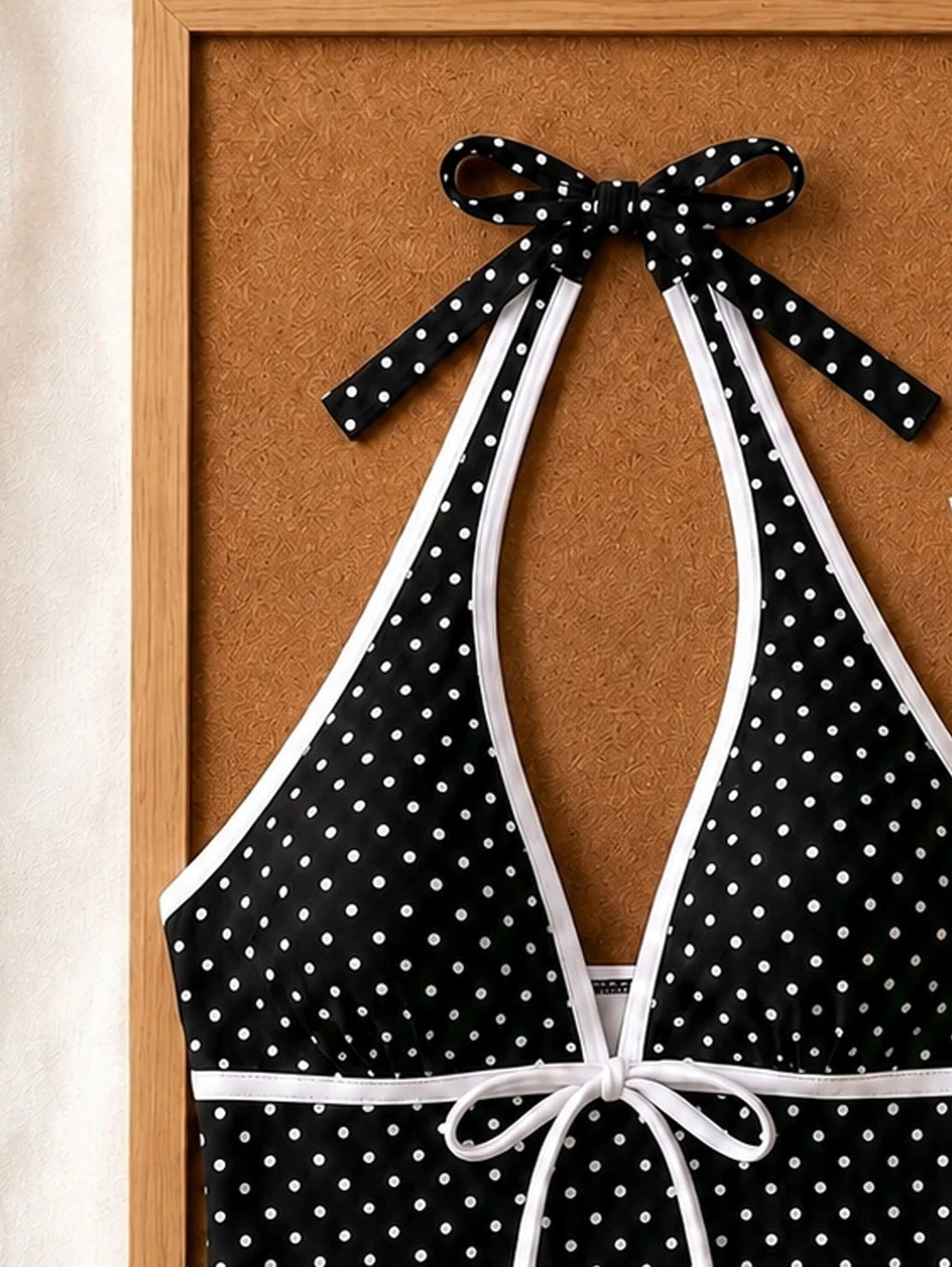 New Summer Fresh Sweet Cute Blue & White Polka Dot Halter Neck Bikini