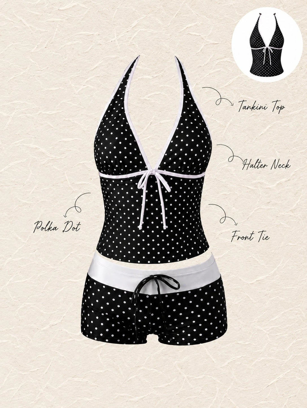 New Summer Fresh Sweet Cute Blue & White Polka Dot Halter Neck Bikini