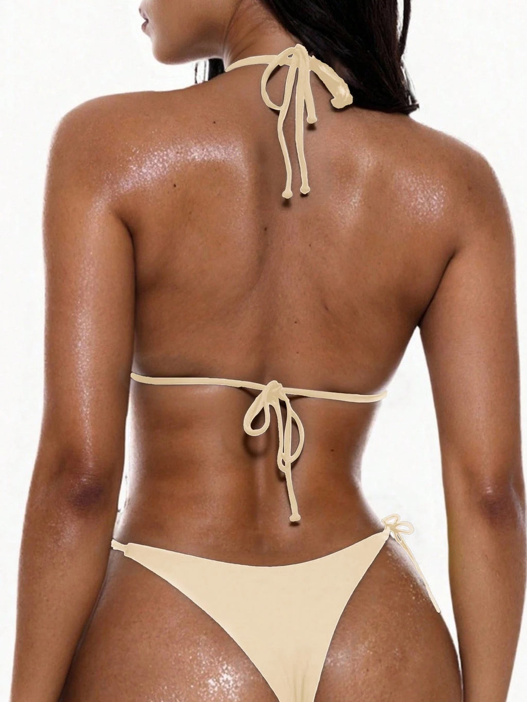 Oceva Solid Color Sexy Tie-Up Bikini Two-Piece Swimsuit Set Beachwear