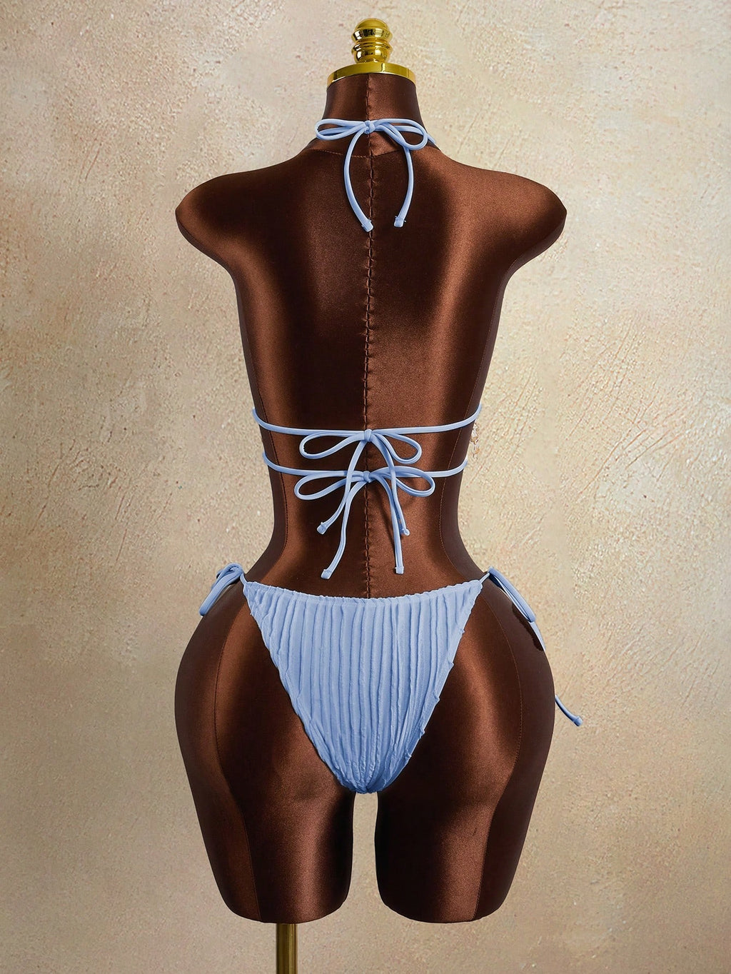 Zestiva Women's 2 Pieces Wavy Striped Shell Tape Splice Tie Neck