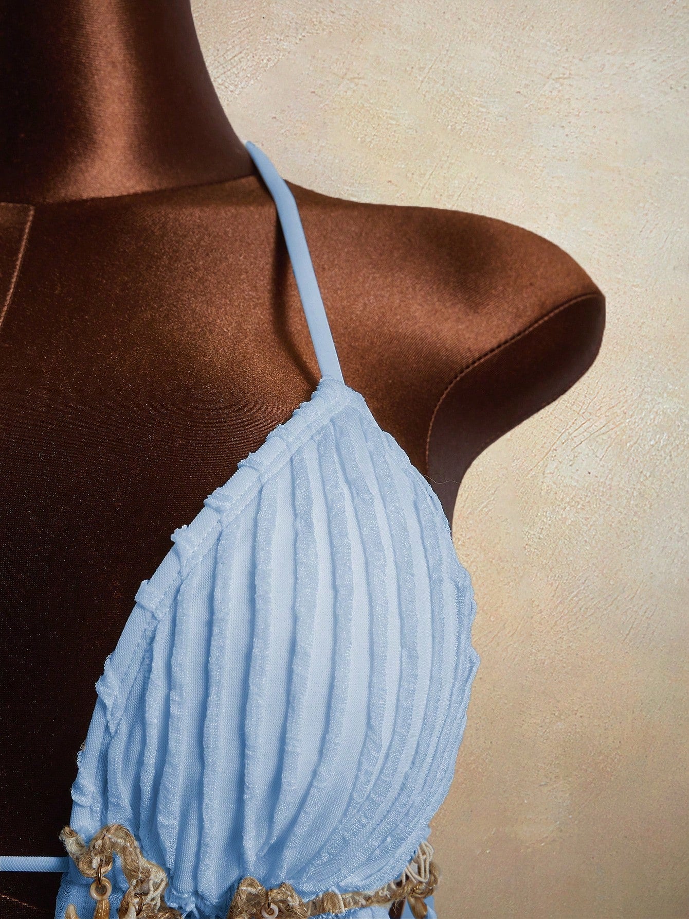 Zestiva Women's 2 Pieces Wavy Striped Shell Tape Splice Tie Neck