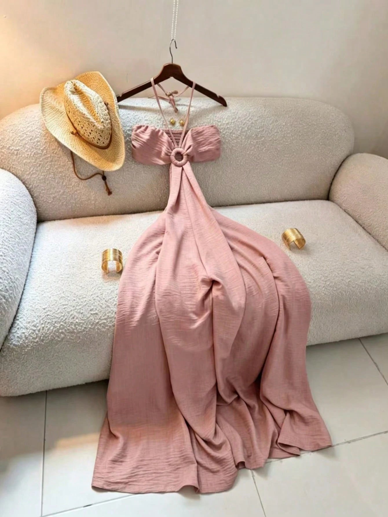 Women's Vacation Style Midi Dress, Print Backless Hollow Out Spaghetti Strap Dress, Summer Party Elegant - image 16