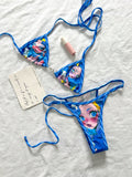 Swim Vcay Women's Baby Blue Y2k Cartoon Print Halter Tie Bikini