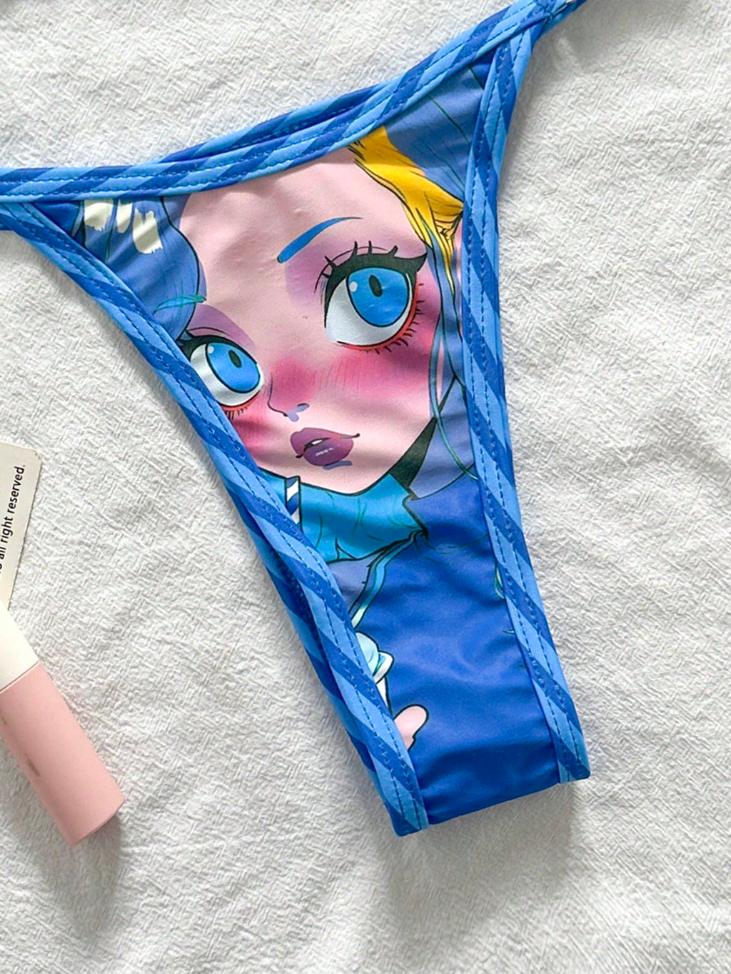 Swim Vcay Women's Baby Blue Y2k Cartoon Print Halter Tie Bikini