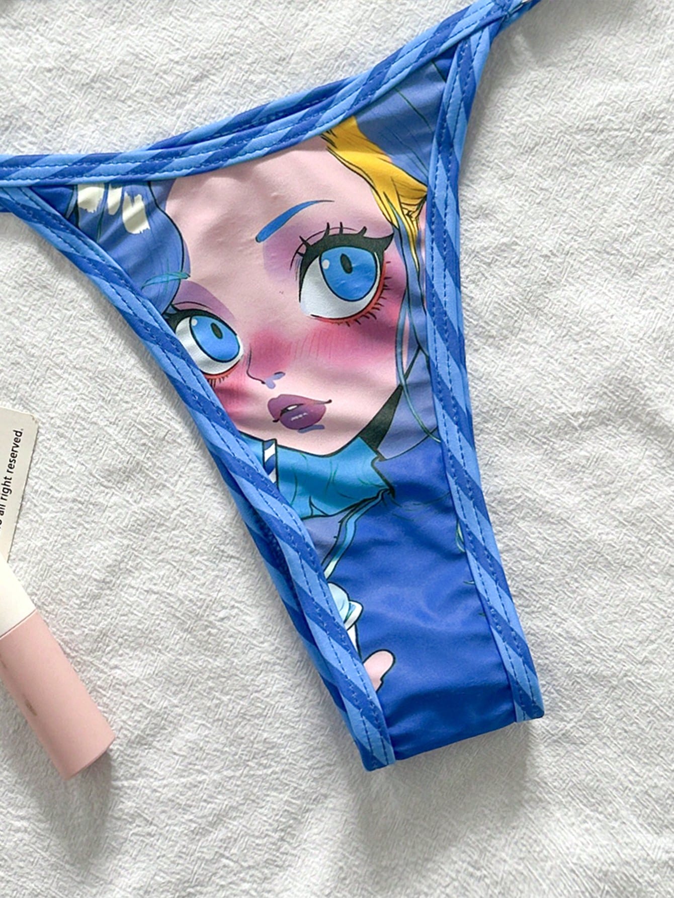 Swim Vcay Women's Baby Blue Y2k Cartoon Print Halter Tie Bikini
