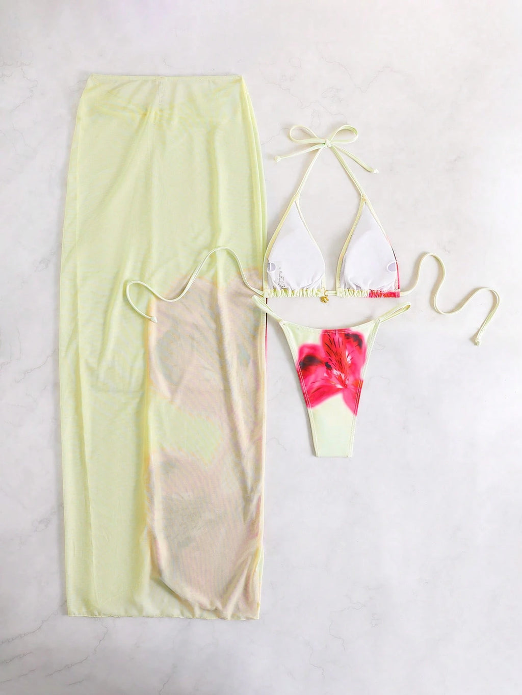 3pcs/Set 2026 Sexy Floral European And American Style Swimwear, Summer Vacation
