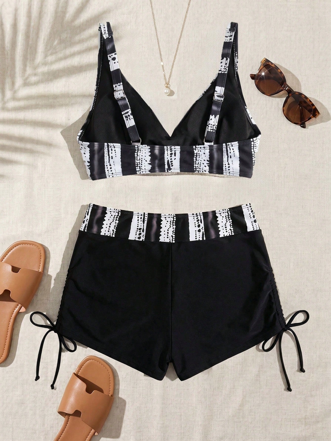 Swim Summer Beach Women's Mature Charm Striped Bikini Set