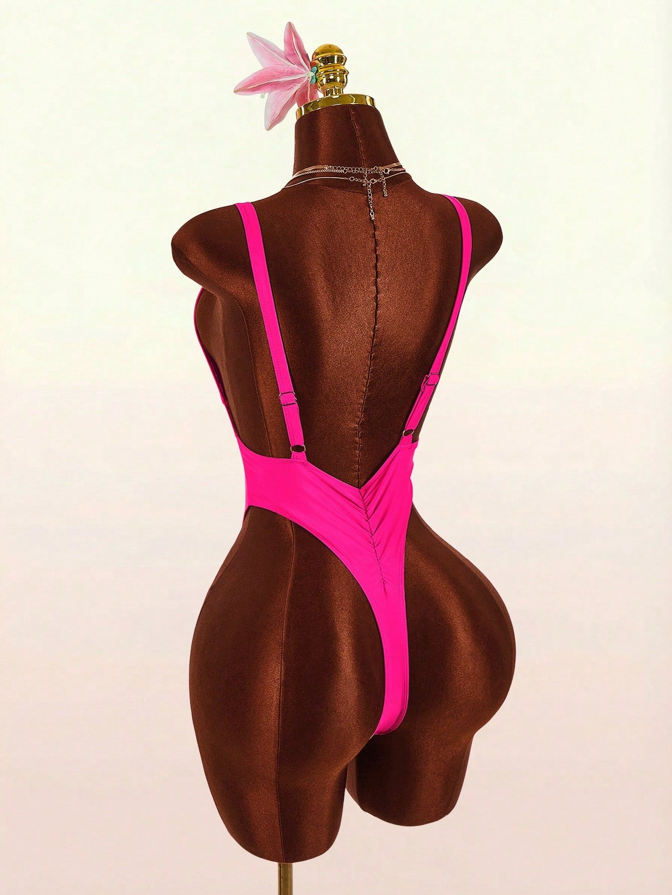 Amplova Women's Deep V-Neck Sexy One-Piece Backless Swimsuit, High