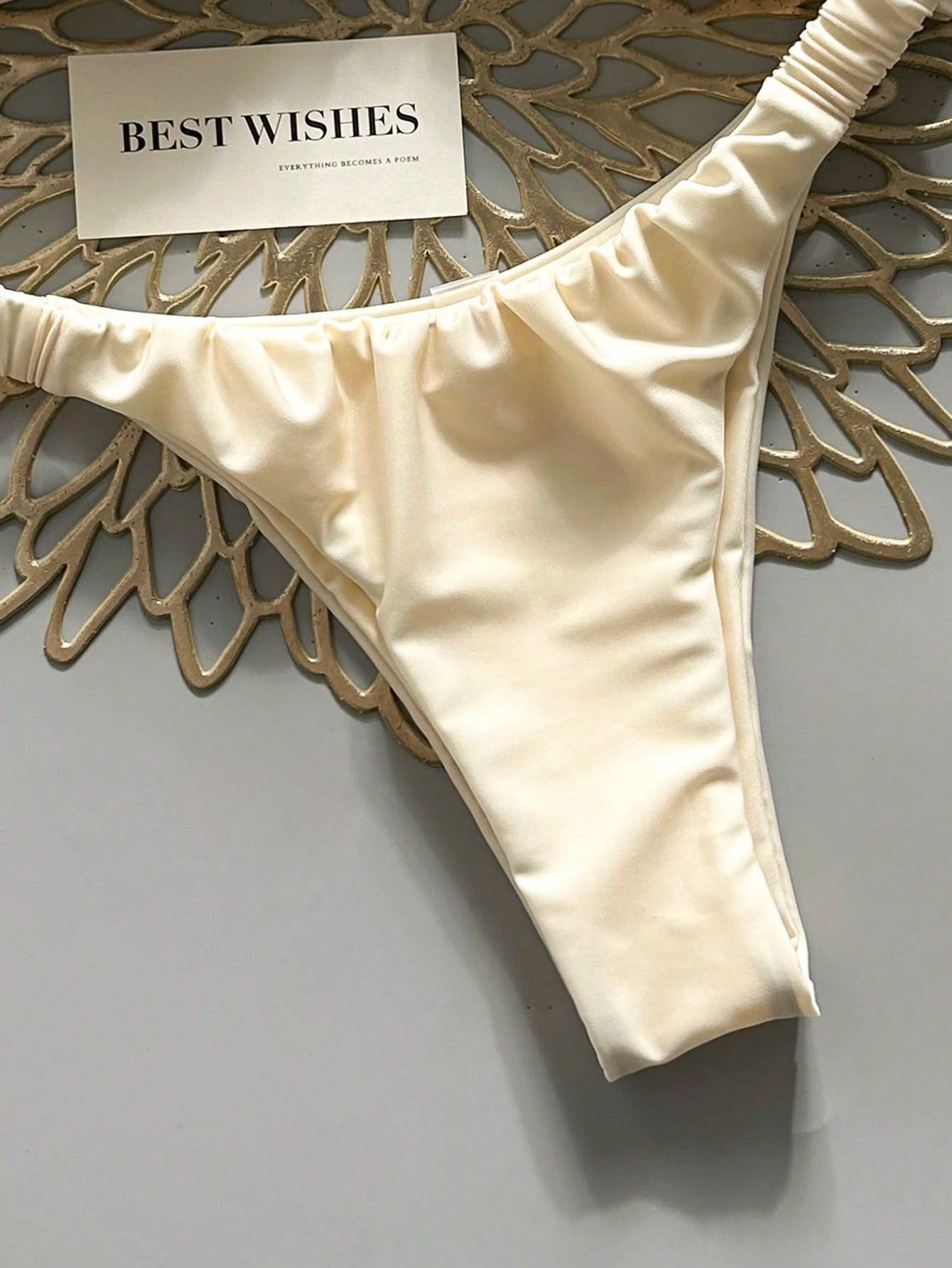 Swim Mod Women's Solid Color Ruched High Cut Sexy Bikini Set,