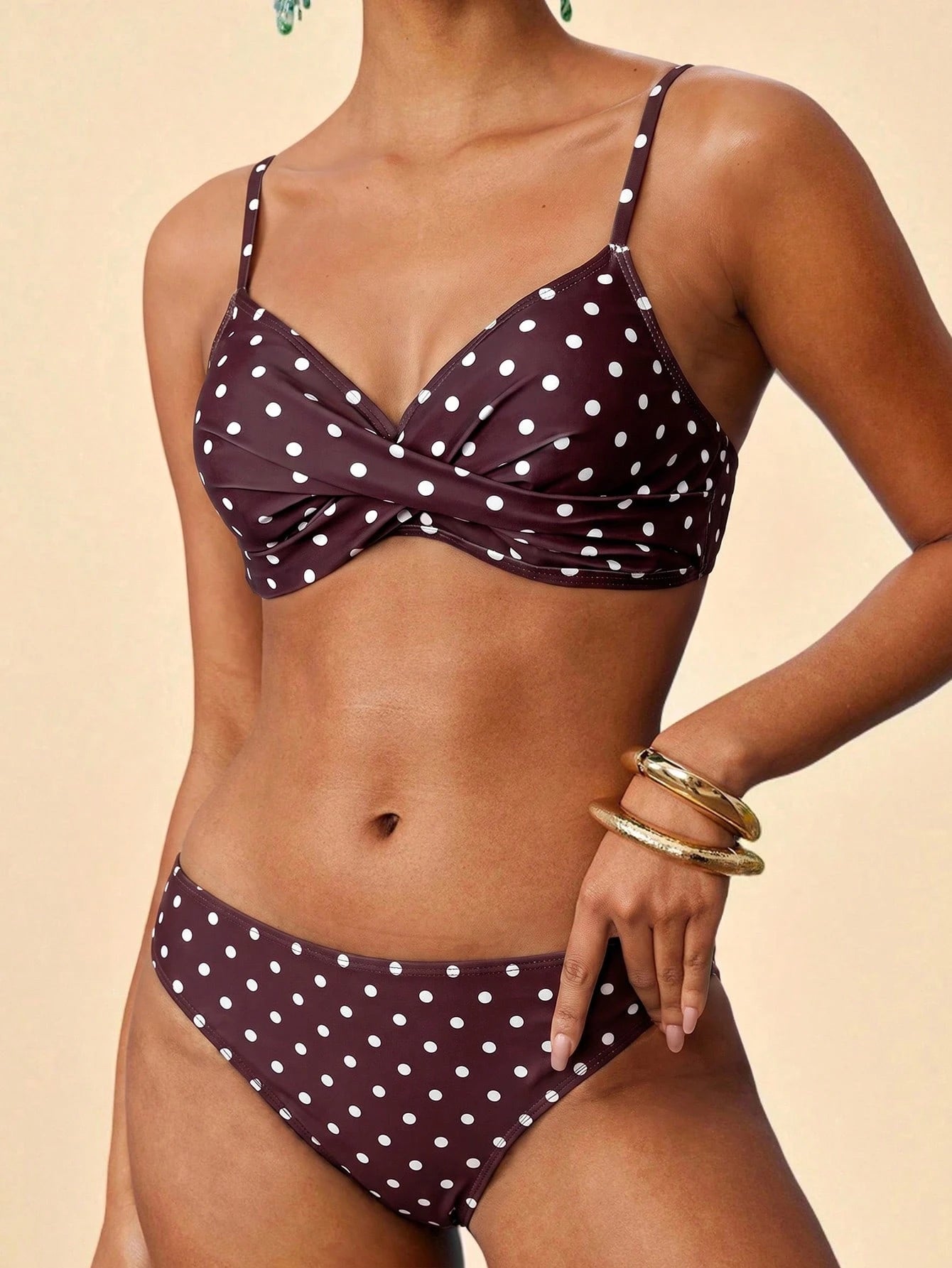 Travachic Women's Blue Gingham Bikini Set With Straps Beach Pool