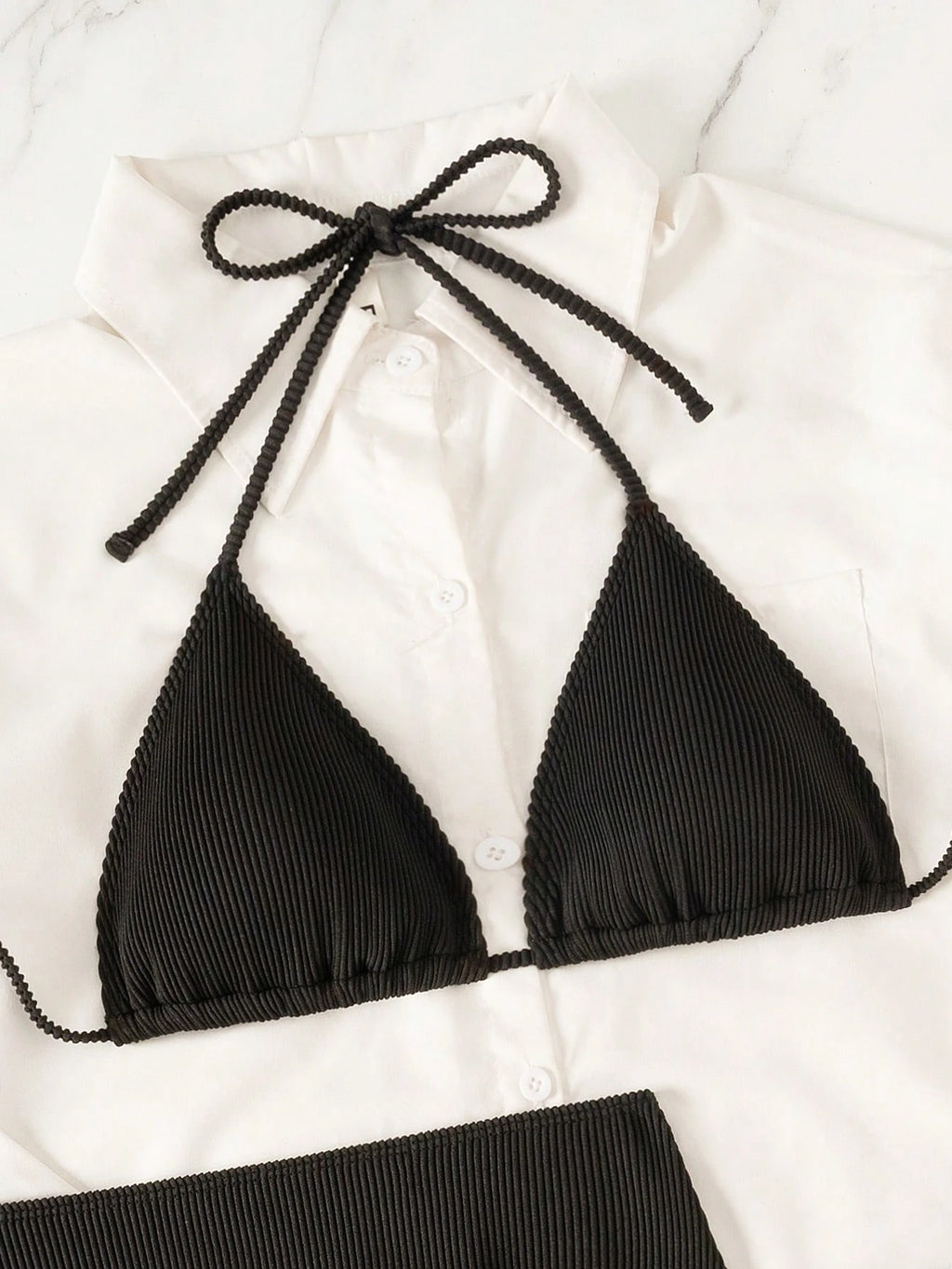 Swim SXY Women's Summer Beach Solid Color Halter Tie Sexy Bikini And