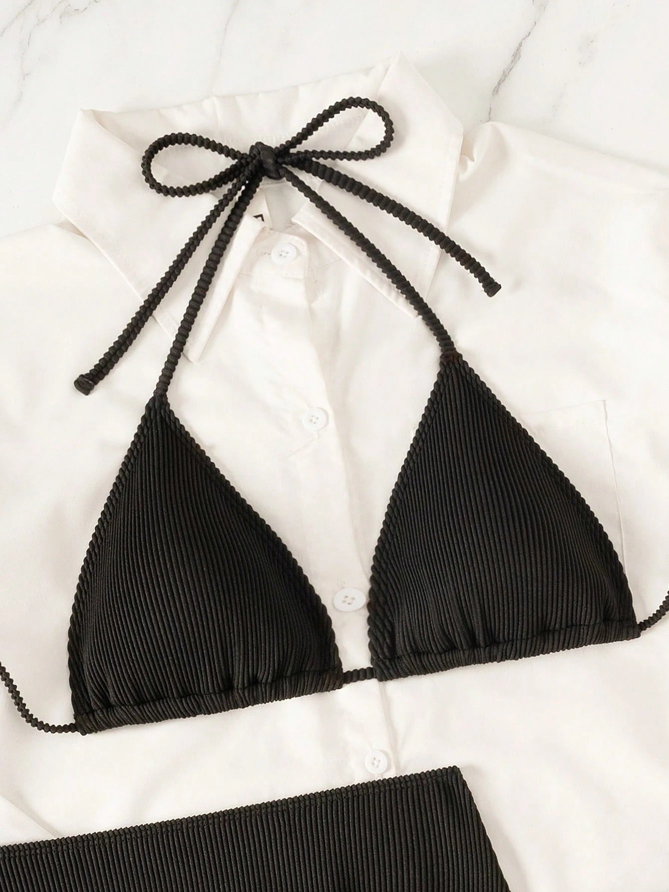 Swim SXY Women's Summer Beach Solid Color Halter Tie Sexy Bikini And