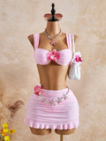 Bellisia 26SS Pink Summer Sexy Cute Girl Beach Bikini 3 Pieces Set