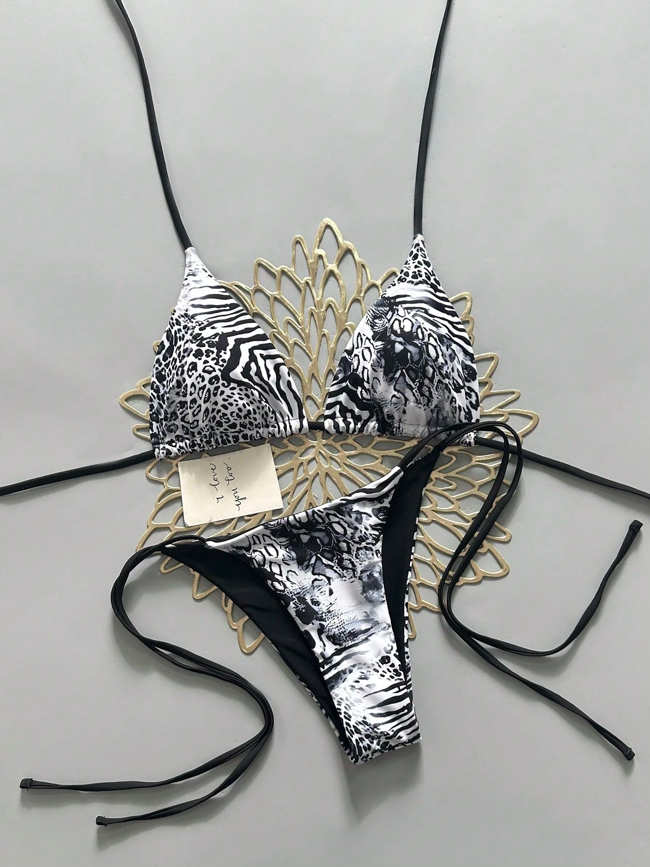 Sexy Vintage Leopard Print Pattern Bikini Two Pieces Swimwear For