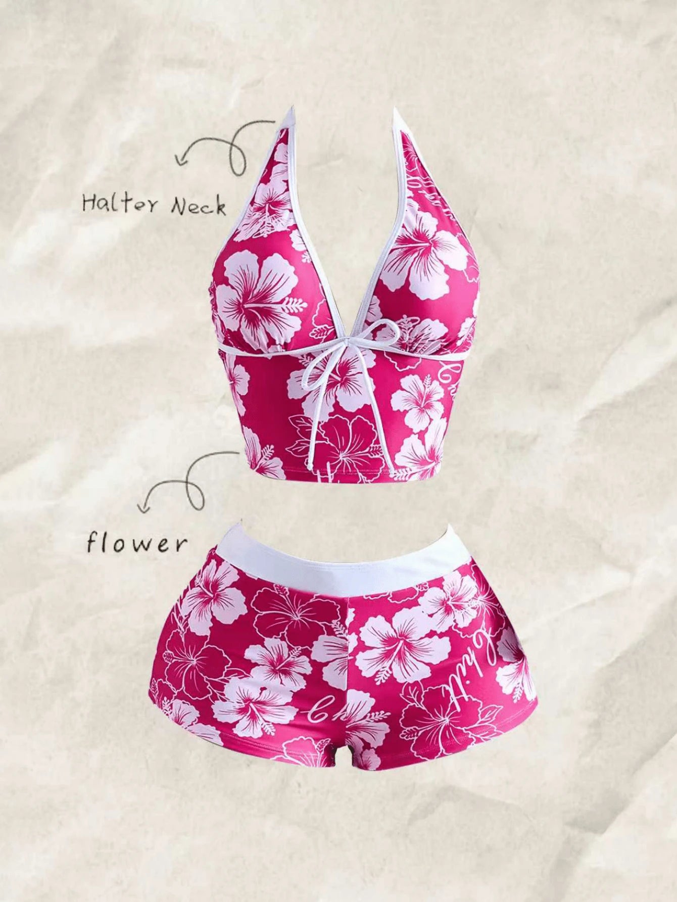 Bellisia Women Pink Floral Print Colorblock 2-Piece Set,Boho Summer