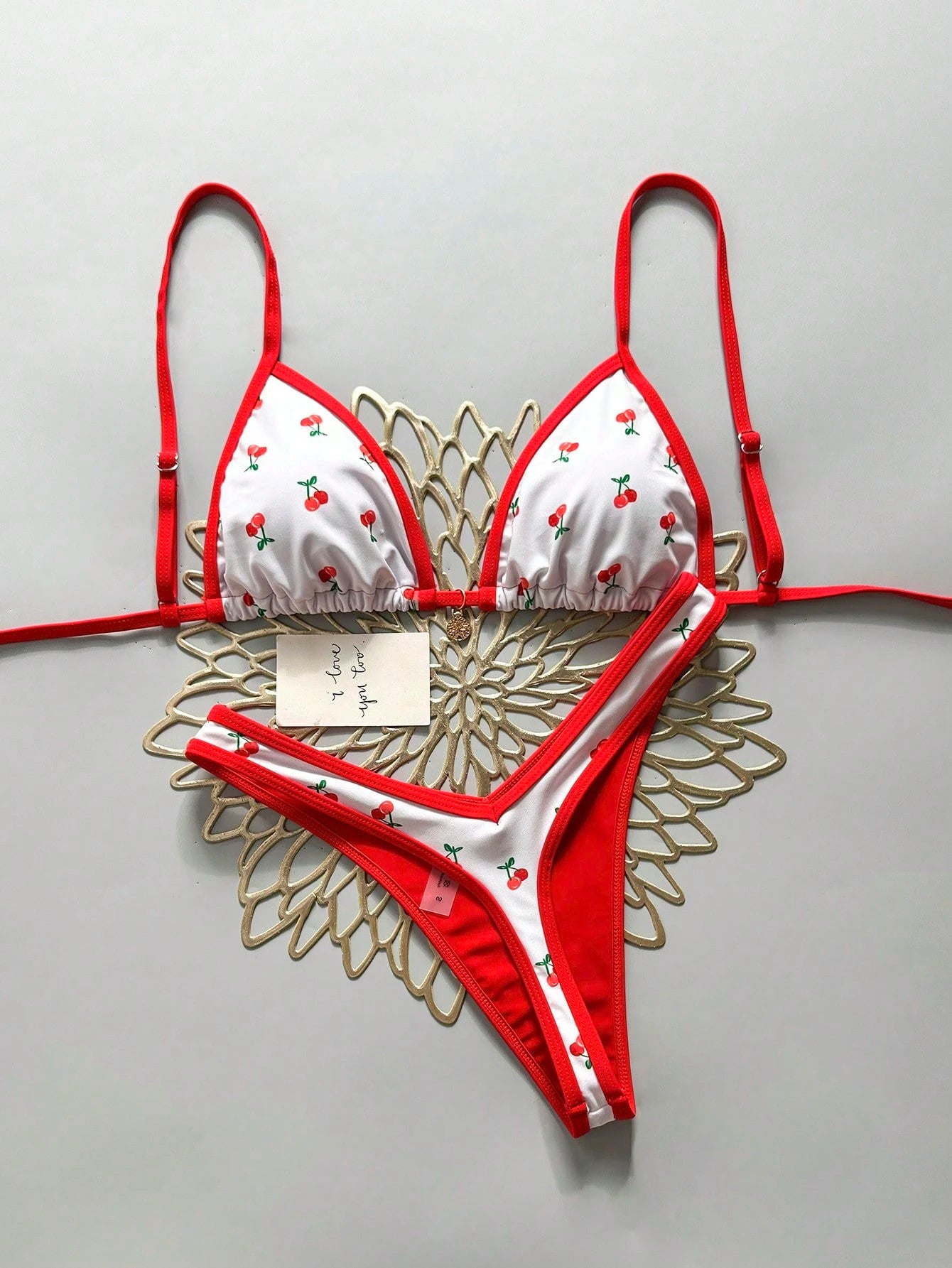 Swim Vcay 2pcs/Set Women Red White And Blue Summer Boho Beach