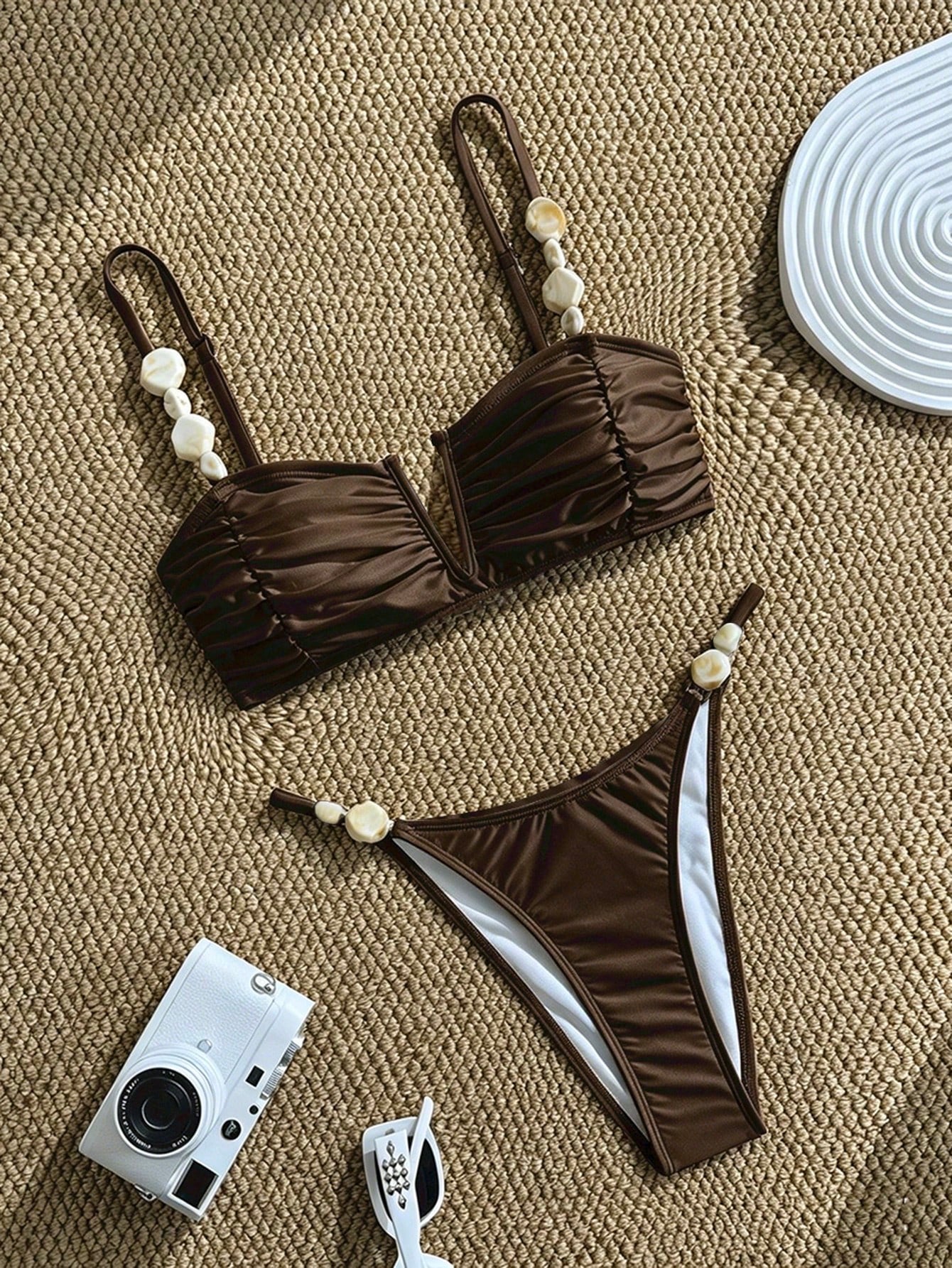 Swim Chiccia 2026 New Women's Summer Beach Elegant Satin Shell Decor