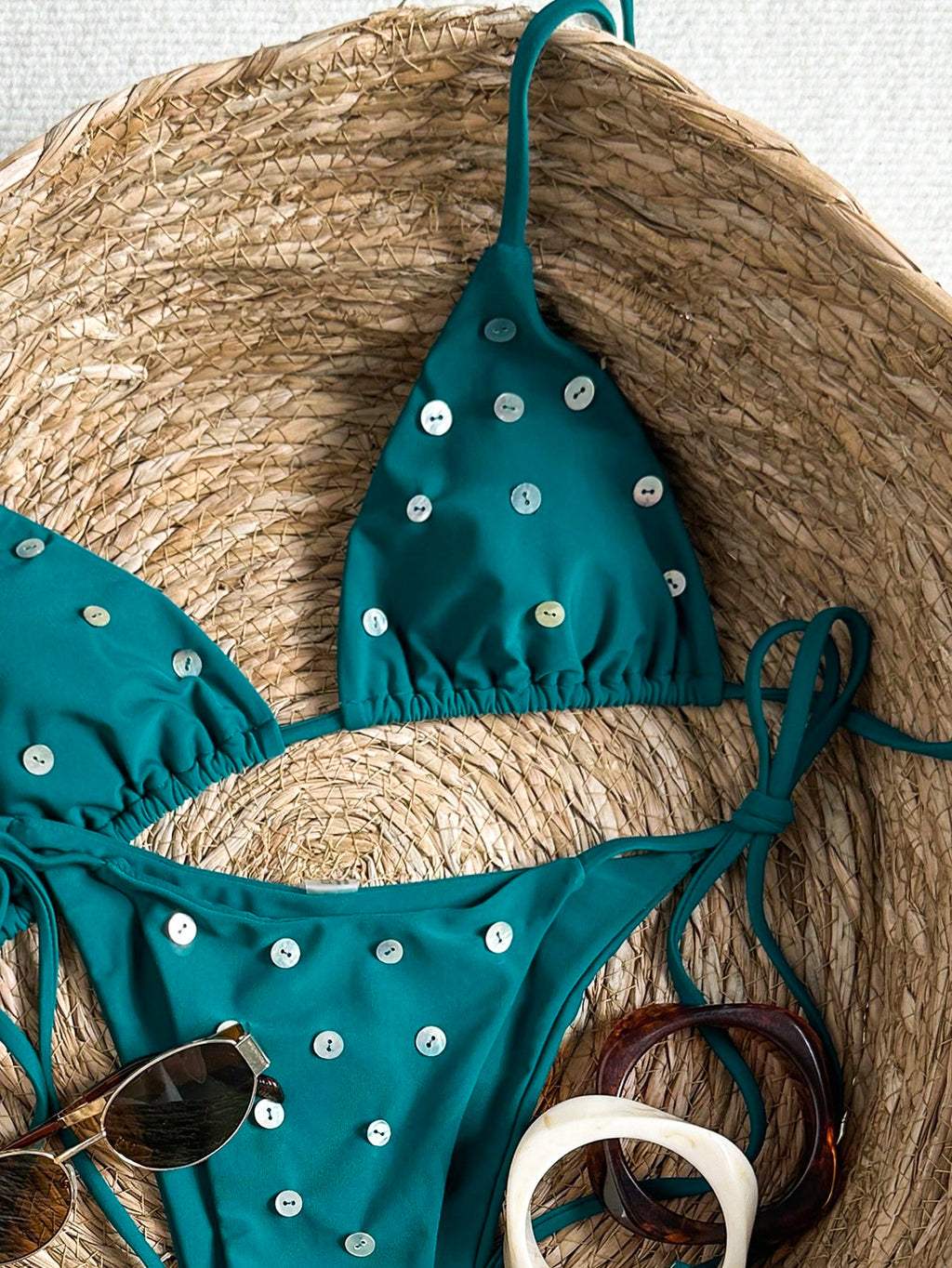 2pcs Geometric & Tropical Floral Print Bikini Set, Casual Cute &