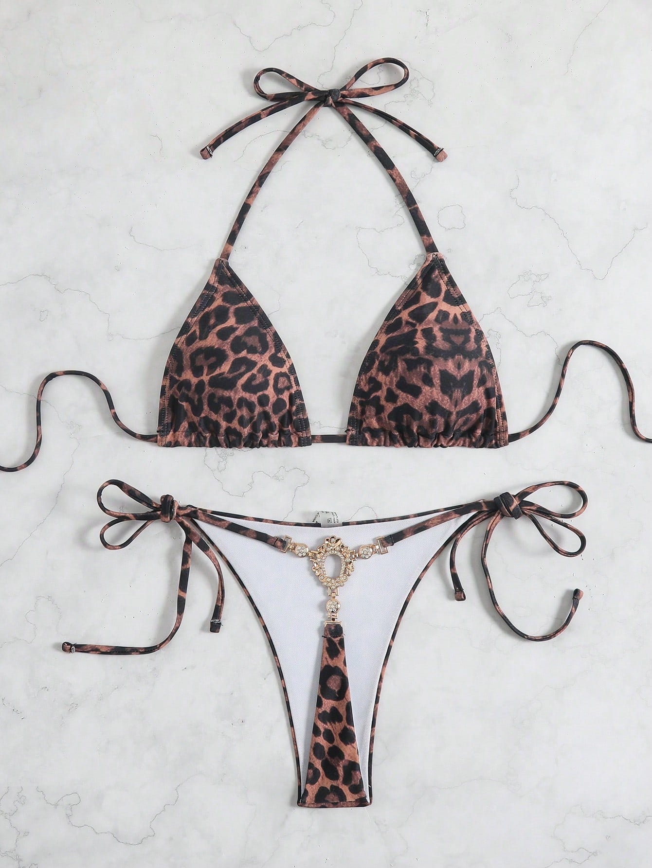 Swim Basics Women's Summer Beach Halter Tie Sexy Bikini And Triangle Briefs Swim